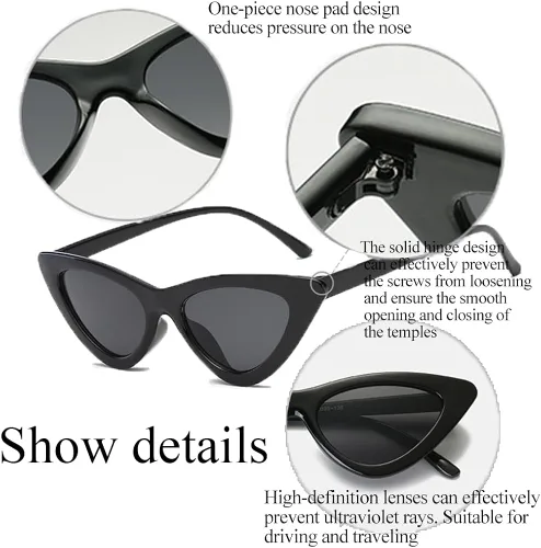 Vista 2 de FBHLZ Gafas de sol de ojo de gato retro para mujer, gafas de sol angostas ojo de gato, gafas de sol retro, accesorios de verano