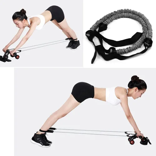 Vista 6 de 2 bandas elásticas de ejercicio para rueda abdominal de 19.7 pulgadas, cuerdas de rodillo abdominal, cuerdas de resistencia al ejercicio, correas