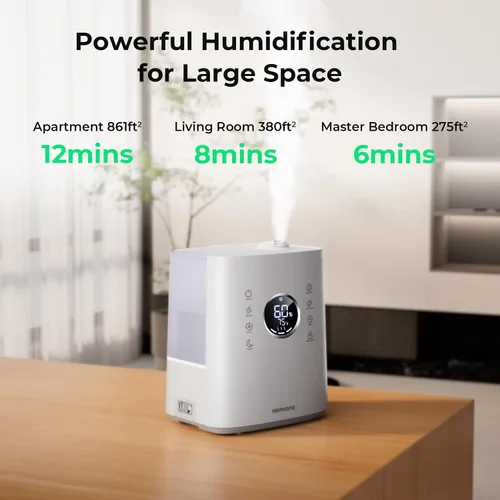 Vista 2 de Homvana Humidificadores para dormitorio, habitación grande, 6.5 L de llenado superior, cálido y fresco, humidificador ultrasónico de niebla