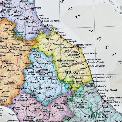 Vista 3 de Italy Map - Póster clásico, laminado de una sola cara, 16.5 x 23.4 pulgadas