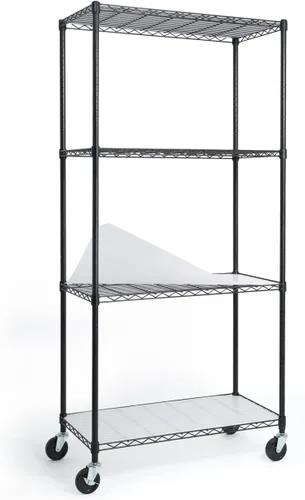 Vista 19 de CAPHAUS Estantería de alambre de grado comercial NSF con ruedas, patas niveladoras y forros, estante de metal para almacenamiento, 36 x 18 x 76, 5