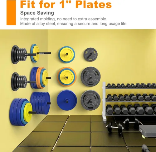 Vista 2 de Weight Plate Holder, Wall Mounted Weight Rack Storage for Weight Plates, Home Gym Organizer