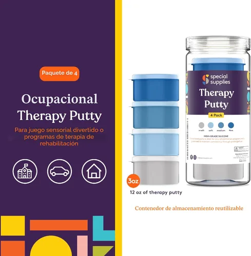 Vista 4 de Special Supplies Masilla terapéutica para niños y adultos – Kit de masilla de terapia resistiva para ejercicio de manos y alivio del estrés, juego