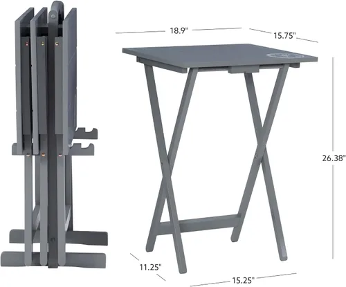 Vista 3 de Linon Decoración del hogar SAMM TV, juego de mesa de bandeja gris