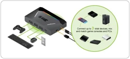 Vista 6 de IOGEAR KeyMander 2 3Play GES1337 - Interruptor para compartir tecladomouse para PC y consolas