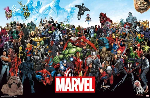 Vista 16 de Marvel Comics The Marvel Lineup - Póster de pared, 22.4 pulgadas de largo x 14.7 pulgadas de ancho, versión enmarcada de madera de granero