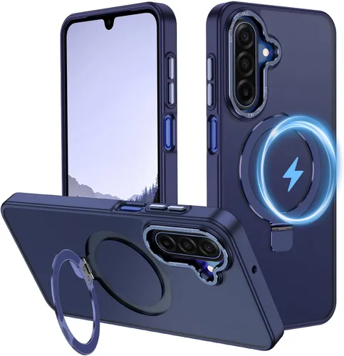Vista 12 de Funda para Galaxy A17 5G, compatible con MagSafe, soporte magnético invisible para anillo de soporte, delgada, a prueba de golpes, translúcida Negro