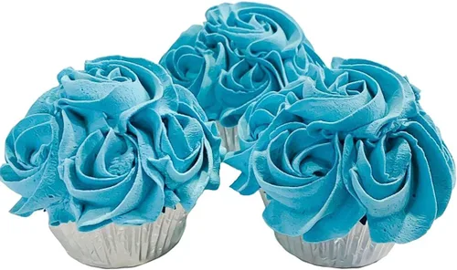 Vista 13 de Juego de 3 cupcakes falsos para tartas artificiales, hechas a mano por Dezicakes, cupcakes artificiales Azul