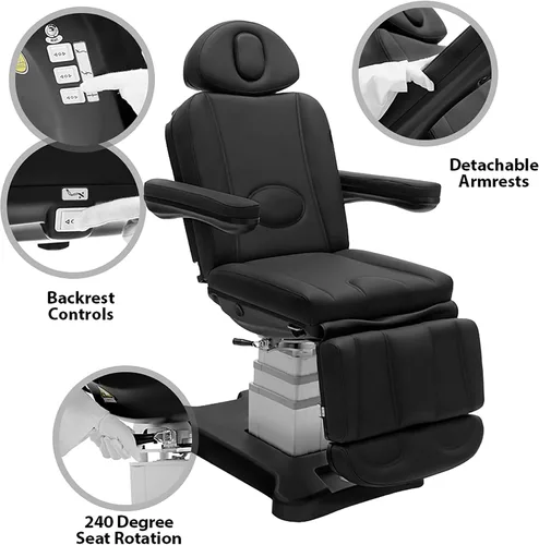 Vista 9 de SKINACT Palermo Spa - Silla/cama/mesa de tratamiento facial (negro)