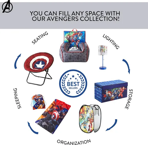 Vista 4 de Marvel Avengers - Puf de nailon para niños pequeños, 18 pulgadas