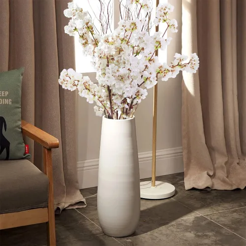 Vista 3 de Sunm Boutique 3 ramas de flor de cerezo de seda, flores artificiales de cerezo blanco, flor de cerezo blanco artificial, tallos de cerezo falsos