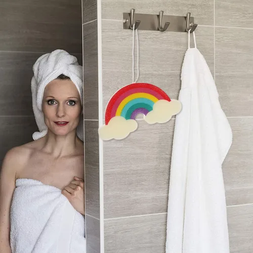 Vista 8 de Esponjas de ducha de baño de arco iris, esponja de baño, herramientas de baño para ducha de bola de baño de arco iris, 2 uds