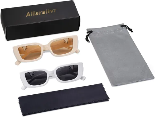Vista 5 de Allarallvr Rectangle Sunglasses for Women 90s Retro Trendy Y2K Classical Vintage Square Shades AR82037