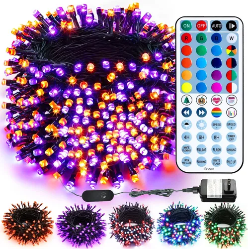 Vista 13 de Brizled Cadena de luces que cambian de color, 33 pies, 100 luces LED pasrel RGB - Cable transparente - USB