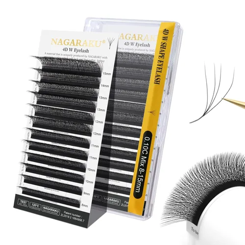 Vista 347 de NAGARAKU Extensiones de pestañas prefabricadas en abanico 3D W 0.05 C 0.315 0.05-C 3D W