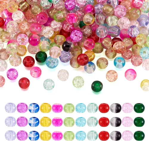 Vista 37 de Craftdady - 500 piezas de cuentas de vidrio redondas de 4 mm esmeriladas transparentes con cristal mate. Cuentas de vidrio esféricas pequeñas y 20