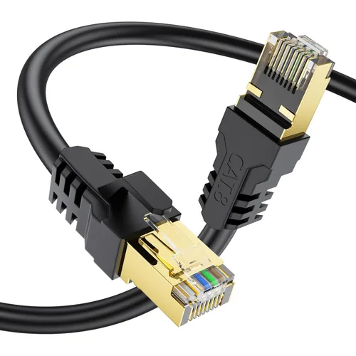 Vista 8 de Cable Ethernet Cat 8 de 3 pies, 6 pies, 10 pies, 20 pies, 40 pies, 50 pies, 100 pies, 150 pies, 40 pies, 40 Gbps, 2000 Mhz, 26 AWG, conector RJ45
