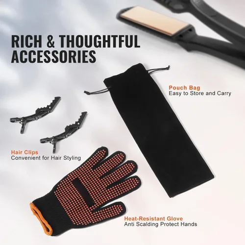 Vista 6 de Happybuy Plancha de pelo de titanio, ¡tu compañero de peinado ideal! Esta plancha de 1.5 pulgadas cuenta con calefacción por infrarrojos, una