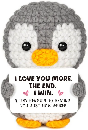 Vista 16 de Regalos de 1 año para aniversario de novio, novia, pingüino de ganchillo hecho a mano