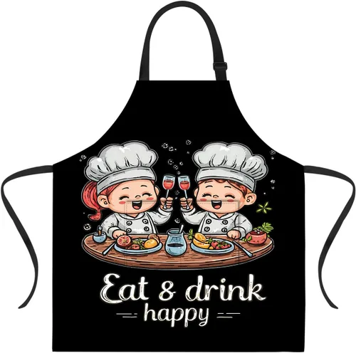 Vista 56 de ANNA QUEEN Delantal de Feliz Navidad para mujeres y hombres con bolsillos, delantal de muñeco de nieve, delantal de cocina ajustable para cocinero