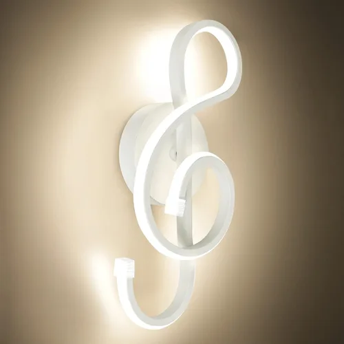 Vista 8 de XEYOU Lámpara de pared moderna de 22 W, lámpara de pared LED creativa para interiores, símbolo musical, decoración artística, lámpara de pared