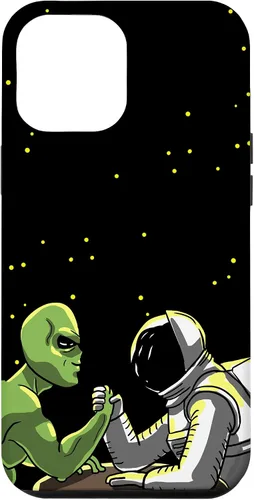 Vista 6 de Carcasa divertida para iPhone 14 Alien And Astronaut Arm Wrestling