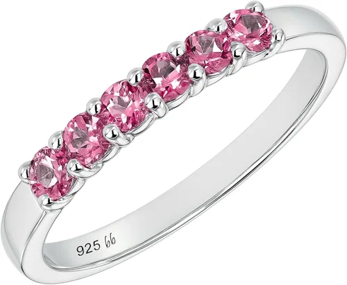 Vista 14 de Boston Bay Diamonds Sterling Silver 6 Birthstone Eternity Fashion Band 01 de enero - Granate genuino
