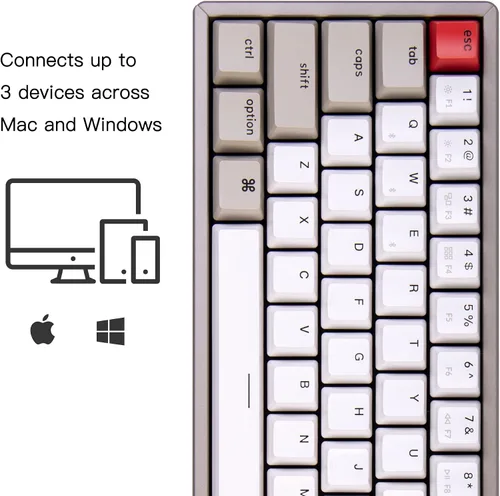 Vista 3 de Keychron Teclado mecánico inalámbrico Bluetooth 51 con marco de aluminio K14 con interruptor rojo tecladobatería recargable teclado compacto de 72