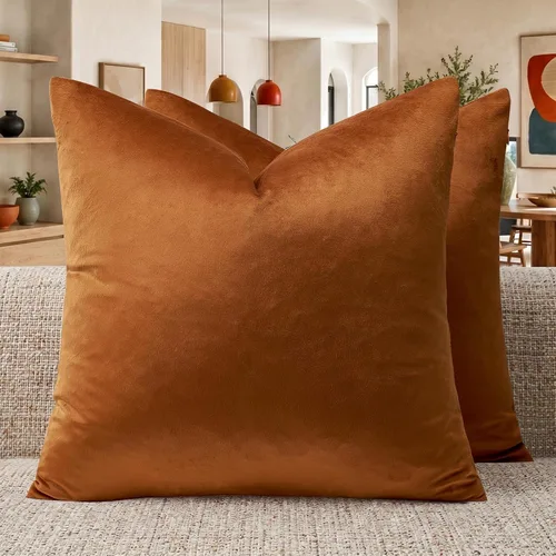 Vista 79 de GIGIZAZA Juego de 2 fundas de almohada doradas de terciopelo de 20 x 20 pulgadas para sofá Almohadas para sofá, tela texturizada suave de 9.88