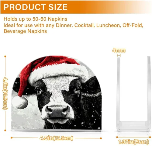 Vista 2 de Nander Lindo servilletero de vaca de Navidad para mesas, servilleteros para cocina, servilleteros de mesa, servilleteros de cóctel, soporte