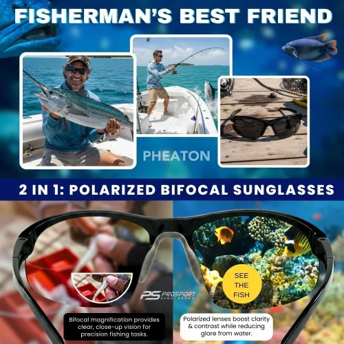 Vista 4 de proSPORT Gafas de sol bifocales polarizadas para hombres y mujeres, lentes antirreflejos, ceñidas y envolventes