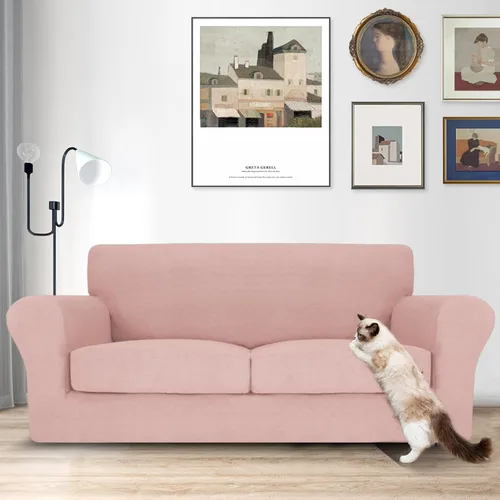 Vista 41 de MAXIJIN 2 piezas de fundas para silla con brazos, funda para silla de sofá para sala de estar, funda elástica para perros para una silla con 1 cojín