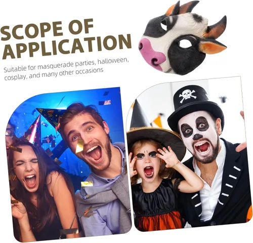 Vista 7 de GALPADA Elegante disfraz de vaca de Halloween de media cara para fiestas y eventos