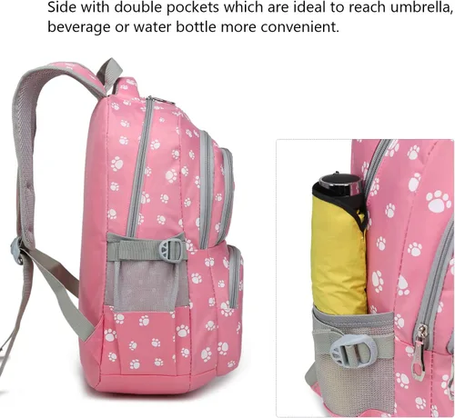 Vista 5 de goldwheat Mochila para niñas, bolsa de escuela intermedia, ligera, resistente al agua, Negro-a, Mochila escolar