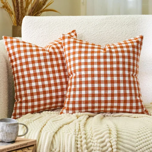 Vista 11 de CARRIE HOME - Juego de 2 fundas de almohada de exterior a cuadros de búfalo blanco y negro de 16 x 16, almohadas de sofá de decoración de granja