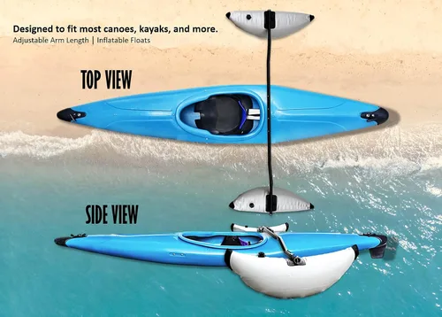 Vista 4 de Pactrade Marine Sistema estabilizador de estabilizador de estabilizador para kayak, canoa, flotante, flotante, pesca, tubo gris, gris, kit de brazo
