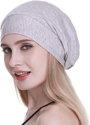 Vista 10 de Gorro de dormir con forro de satén de seda, interior de 0.748 in, 100% seda de morera, viscosa exterior natural transpirable para el cabello