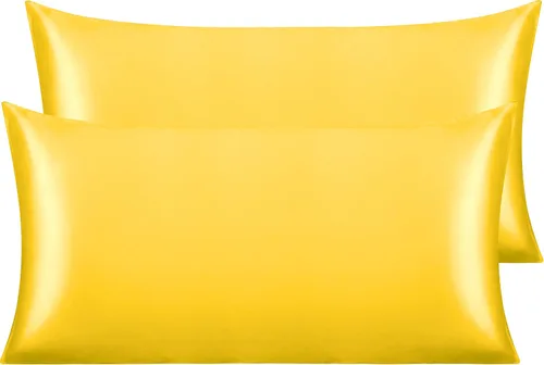 Vista 86 de NTBAY Paquete de 2 fundas de almohada estándar de satén para cabello y piel, lujosas y sedosas fundas de almohada con cierre de sobre, 20 x 26