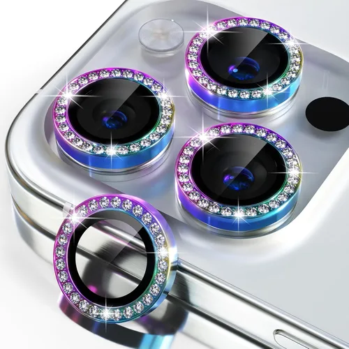 Vista 28 de Misea Compatible con iPhone 16 Pro/iPhone 16 Pro Max, protector de lente de cámara de vidrio templado Ultra-HD, protector de pantalla de anillo Negro