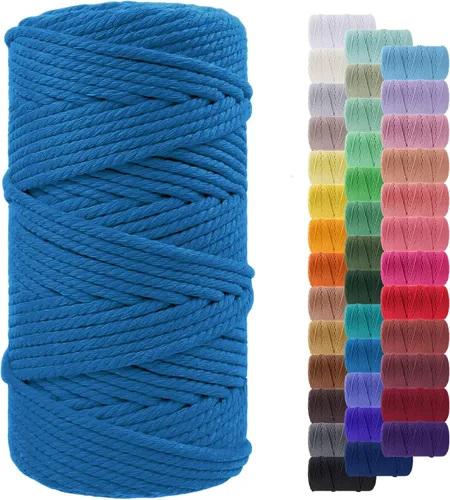 Vista 60 de Cordón de macramé de 0.079 pulgadas, cuerda de algodón natural de 109 yardas, hilo de cuerda de macramé para manualidades, ganchos de pared