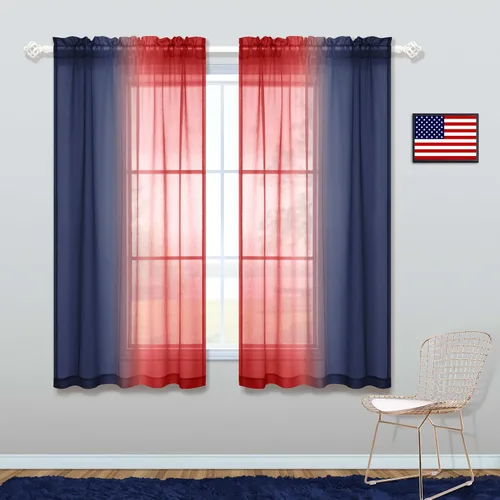 Vista 14 de KOUFALL - Cortinas cortas transparentes de 45 pulgadas de largo para decoración de baño, juego de 2 paneles con bolsillo para barra, cortinas