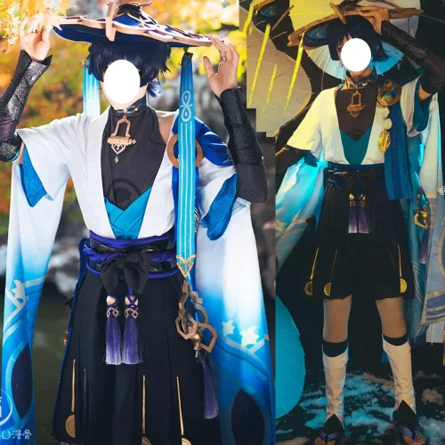 Vista 7 de Tkieio Scaramouche - Disfraz de cosplay de Kunikuzushi, uniforme de juego de rol, conjunto completo para Halloween