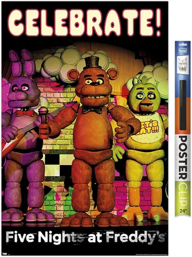 Vista 15 de Trends International Póster de pared de Five Nights at Freddy's - Celebrar la pared, 14.725 x 22.375 pulgadas, versión enmarcada de madera