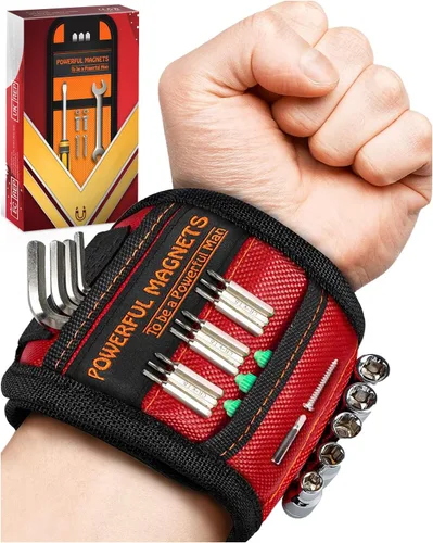 Vista 9 de Regalos navideños para hombres, regalos para hombres, papá, geniales Cinturón de herramientas con imán de muñeca para sujetar tornillos y clavos