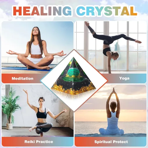 Vista 6 de Orgone Pyramid Crystal Healing Stone Energy Generator Healing Crystals Chakra Crystal Healing Meditation Crystal Sphere Orgonite Crystal Pyramid