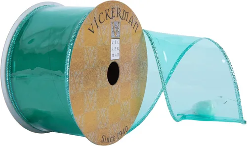 Vista 7 de Vickerman Cinta de Navidad de PVC transparente mandarina de 2.5" x 10 yardas