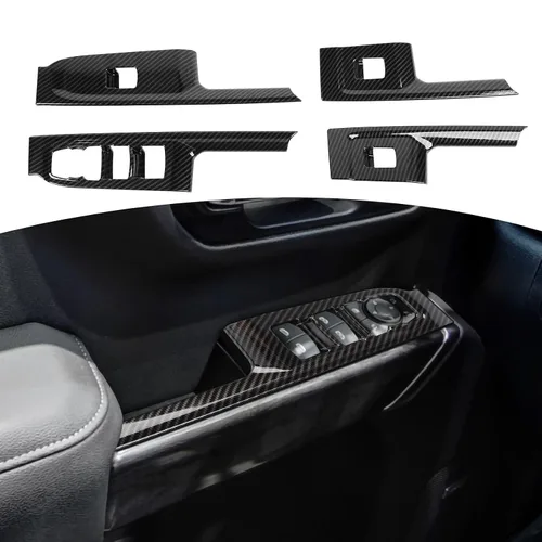 Vista 8 de RT-TCZ Panel de interruptor de ventana eléctrica Silverado para Chevy Silverado 2019-2021 para GMC Sierra 2019-2022, accesorios interiores de grano