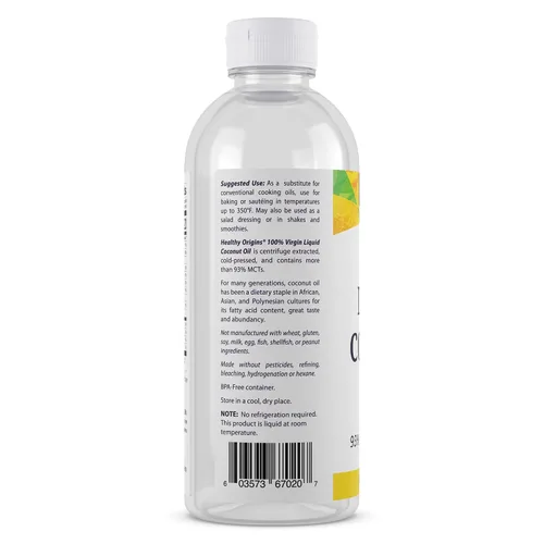 Vista 3 de Healthy Origins Aceite de coco, líquido (100% virgen) - Aceite de coco líquido virgen, sin refinar, prensado en frío, 93% MCT - Aceite de coco