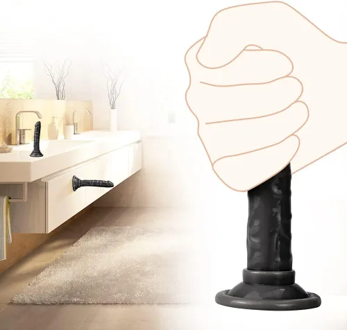 Vista 5 de Juguete sexual anal con consolador realista pequeño, material seguro para el cuerpo, con fuerte ventosa para jugar con manos libres, punto G vaginal