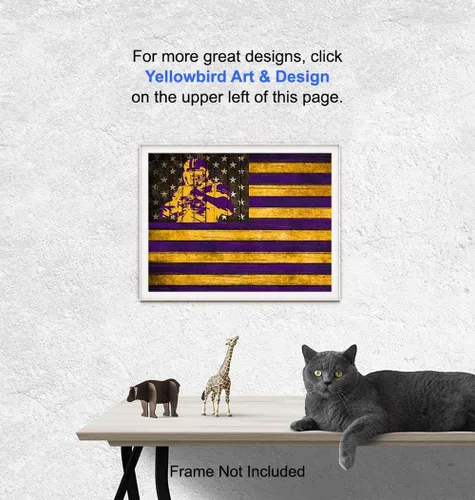 Vista 5 de LSU Fighting Tigers - Póster de pared de fútbol americano, bandera patriótica, regalo para hombres, fanáticos de los deportes de la Universidad